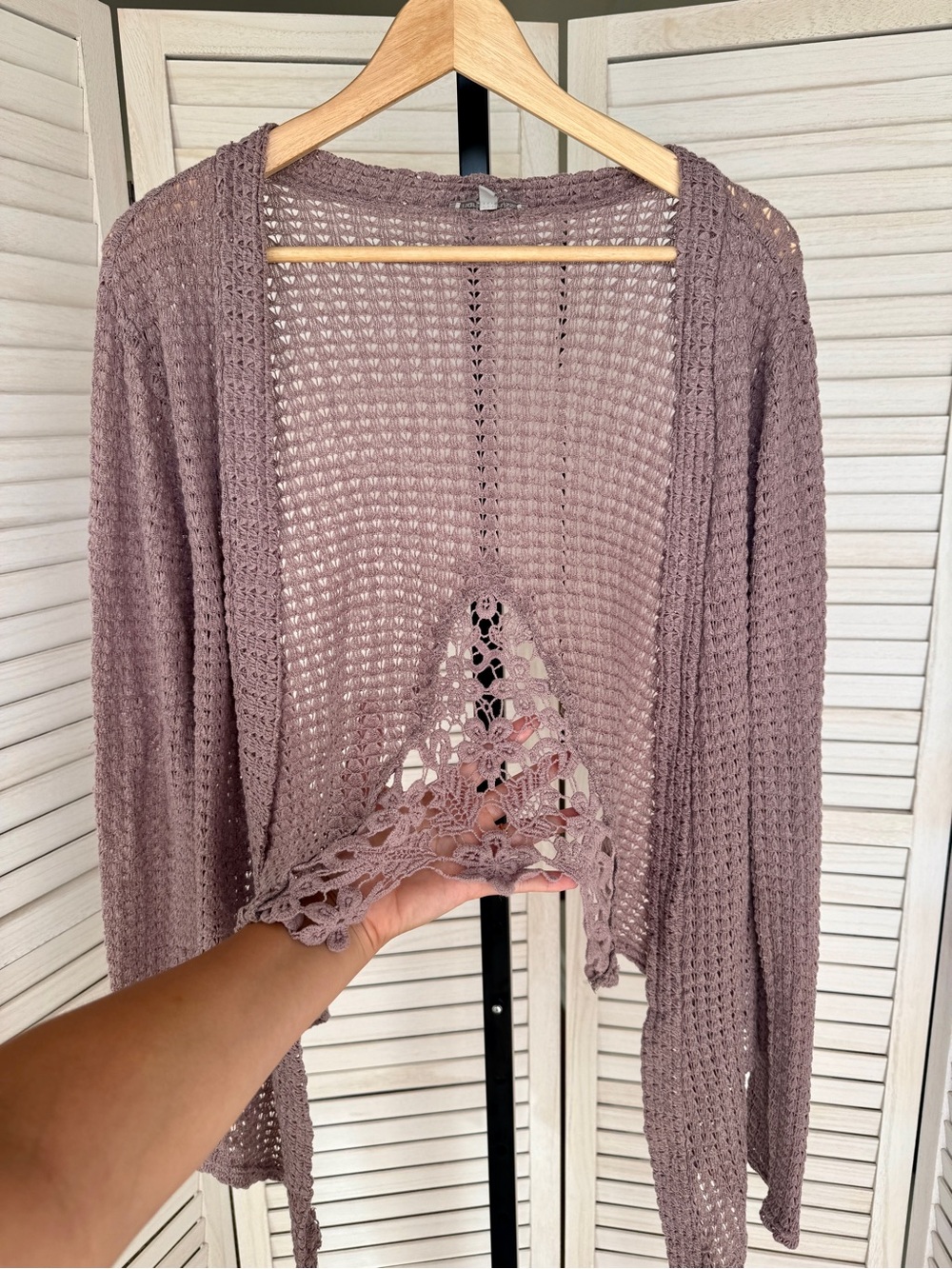 Vintage Charlotte Russe Dusty Mauve Open-Front Knit Cardigan Y2K SZ L